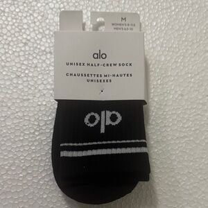 ALO Yoga Black and White Unisex Half-Crew Socks